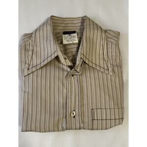 Dolce & Gabbana Dress Shirt Mens 36 50 Brown Striped Contrast Collar Vintage